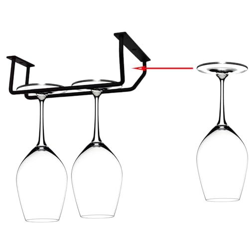 7 Inch Black Wine Glass Rack, Under Cabinet Wine Glass Holder, Stemware Rack, Hanging Stemware Holder for Cabinet Kitchen Bar, Set of 4 - color: Black, size: 7 Inch 4 Pack