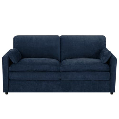 69" Chenille Modern Couch with Cozy & Soft Backrests, Blue | 2 Seats Sofa with 2 Extra Pillows, Comfy Upholstered Sofa with Thicker Cushions for Living Room, Office - color: Blue, size: Loveseat