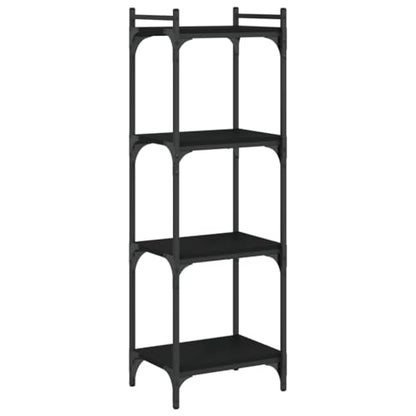 4-Tier Matte Black Industrial Bookcase 11.8x15.7x47.2 in Engineered Wood & Metal Adjustable Shelves Small Bookshelf for Living Room Bedroom Office - color: Black-a, size: Medium