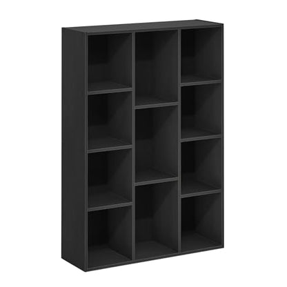 Furinno LUDER Book Shelf, 11-Cube Bookshelf, Reversible Bookcase, 9.4 x 29.1 x 41.7, Easy Assembly, for Living Room, Bedroom, Home Office, Blackwood - color: Blackwood, size: 11-Cube