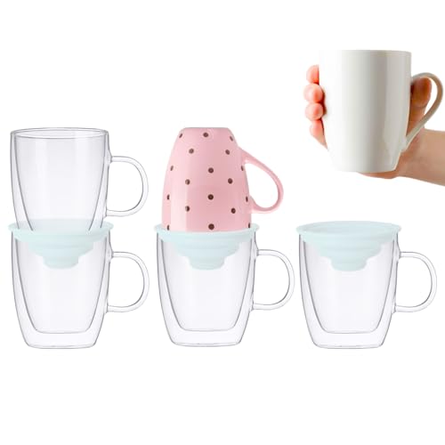 Coffee Mug Organizers and Storage (6Pack), Adjustable Mug Organizer for Kitchen Cabinet Shelf, Cup Stacker Holder for Tea Cup, Coffee Mug, Glassware, Save Space for Cupboard (Whit) - color: White