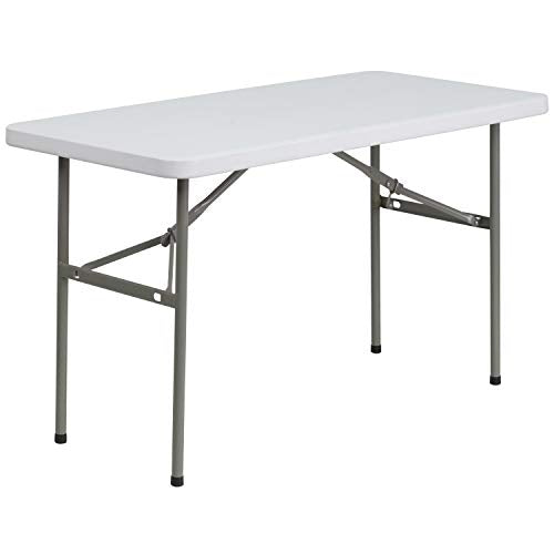 Flash Furniture 4-Foot Granite White Plastic Folding Table - color: Granite White, size: 4 feet