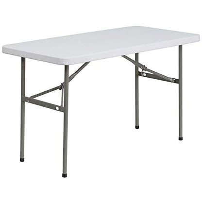 Flash Furniture 4-Foot Granite White Plastic Folding Table - color: Granite White, size: 4 feet