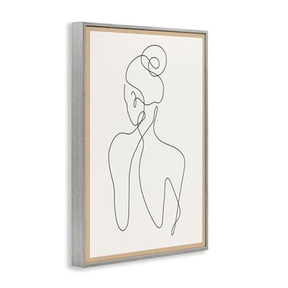 'Minimal Woman Line Drawing'| Framed Giclee Art | Stupell Industries | Gray, 12 x 18 Inches, Easy to Hang and Sturdy, Made in USA, by Creative Studio - color: Farmhouse Gray (Textured), size: 18"L x 12"W