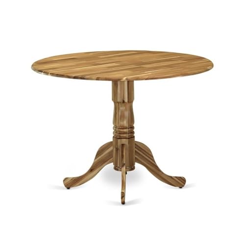 East West Furniture DLT-ANA-TP Dublin Modern Dining Table - a Round Kitchen Table Top with Dropleaf & Pedestal Base, 42x42 Inch, Natural - color: Dlt-ana-tp