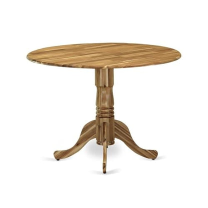 East West Furniture DLT-ANA-TP Dublin Modern Dining Table - a Round Kitchen Table Top with Dropleaf & Pedestal Base, 42x42 Inch, Natural - color: Dlt-ana-tp