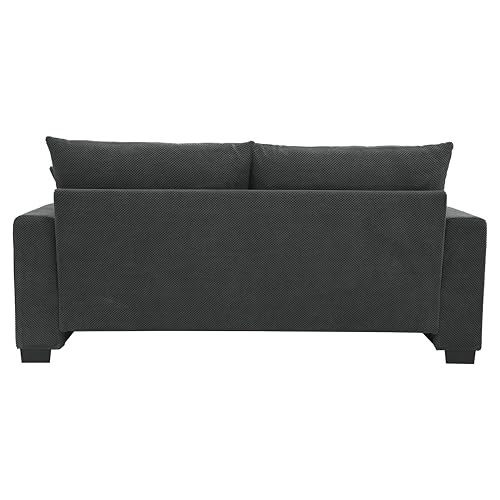 Loveseat Sofa, 69" Modern Upholstered 2-Seater Couch with 2 Throw Pillows, Deep Seat Thick Cushions, Wide Arms & High Density Foam, Small Couch for Bedroom Apartment (Dark Gray, Foam) - color: Dark Gray