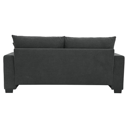 Loveseat Sofa, 69" Modern Upholstered 2-Seater Couch with 2 Throw Pillows, Deep Seat Thick Cushions, Wide Arms & High Density Foam, Small Couch for Bedroom Apartment (Dark Gray, Foam) - color: Dark Gray