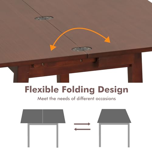 GIANTEX 20"-40" W Extendable Dining Table for 2-4, Rubber Wood Frame | Farmhouse Expandable Kitchen Table w/Hidden Storage, Space-Saving Dinner Table for Small Space, Apartment, Living Room