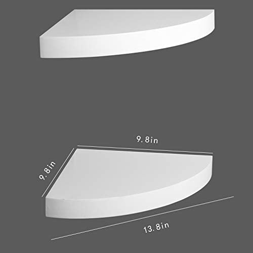 ZGZD Corner Shelf Invisible Wall Mounted Shelves Radial Shape Perfect for Bedroom Bathroom Living Room Kitchen Set of 2 White - size: Arc edge