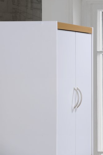 Hodedah 4 Door Kitchen Pantry with Four Shelves, White - color: White