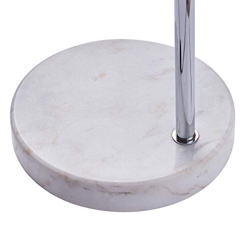 Teamson Home Arquer 68.1" Arc Floor Lamp for Living Rooms, Home Offices, Dining Rooms, Bedrooms with Faux White Marble Base and Nickel Bell Shade - color: Nickle Shade / White Marble Base