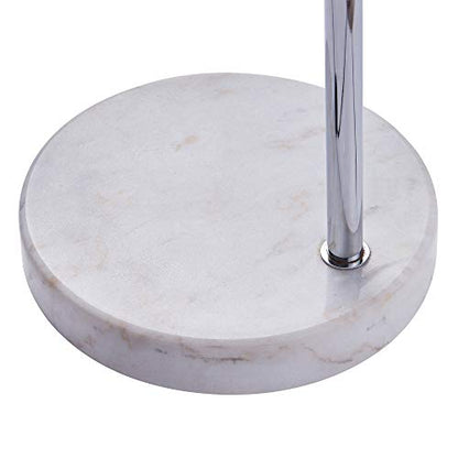 Teamson Home Arquer 68.1" Arc Floor Lamp for Living Rooms, Home Offices, Dining Rooms, Bedrooms with Faux White Marble Base and Nickel Bell Shade - color: Nickle Shade / White Marble Base