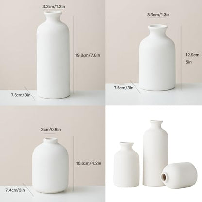 Ceramic Vase Set of 3,Modern Nordic,Minimalist Decorative Vase for Living Room Table Centerpiece Coffee Dining Wedding Bookshelf Home Decoration