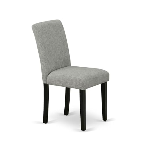 East West Furniture ABP1T06 Abbott Parson Dining Room Chairs - Shitake Linen Fabric Upholstered Chairs, Set of 2, Black - color: Abp1t06