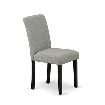 East West Furniture ABP1T06 Abbott Parson Dining Room Chairs - Shitake Linen Fabric Upholstered Chairs, Set of 2, Black - color: Abp1t06