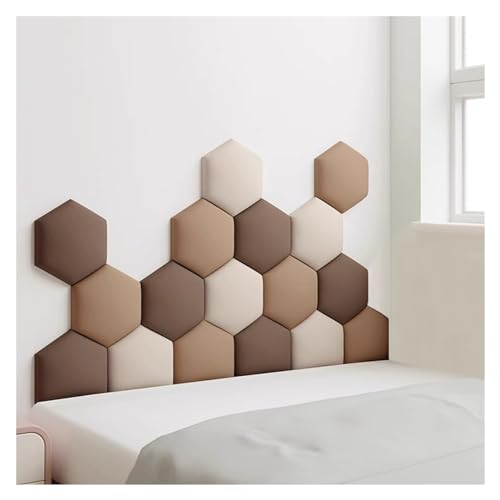 17 Pack Hexagon Upholstered Wall Panels - Self-Adhesive 3D Nursery Decor, Anti-Collision Wall Stickers, Wall Padding Headboard - Color F, Size 150x87cm - color: F, size: 150x87cm