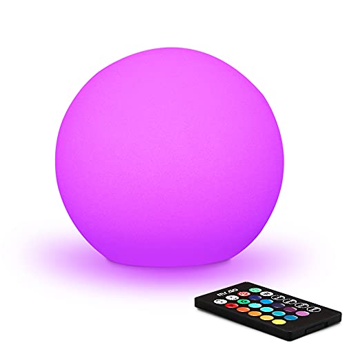 Mr.Go 6-inch RGB Color-Changing LED Globe Orb Light w/Remote, Mood Lamp Kids Night Light, 16 Dimmable Colors & 4 Modes, Battery & AC Adapter Power, Home Bedroom Patio Pool Decorative Lighting - color: Ball 6"