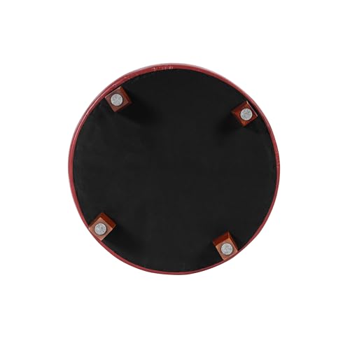 HomePop Round Leatherette Storage Ottoman with Lid, Cinnamon Red Large - color: Cinnamon Red