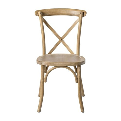 Merrick Lane Bardstown X-Back Bistro Style Wooden Dining Chair for Kitchens and Dining Rooms, High-Back Wood Stackable Kitchen Chair, Natural with White Grain