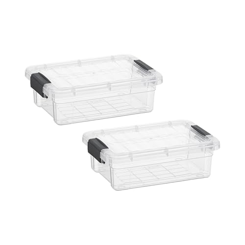 Superio Clear Storage Boxes with Lids, 1.27 Quart Plastic Container Bins for Organizing, Stackable Crates, BPA Free, Non Toxic, Odor Free, Organizers for Home, Office and Dorm, 2 Pack - color: Clear, size: 1.27 Quart