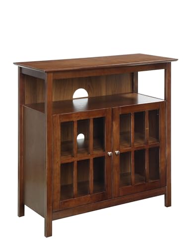 Convenience Concepts Big Sur Highboy TV Stand 36" - Modern Entertainment Center For TVs up to 40", Storage Cabinet for Dining, Living Room, & Entryway, Console Hall Table with Shelves, Dark Walnut - color: Dark Walnut