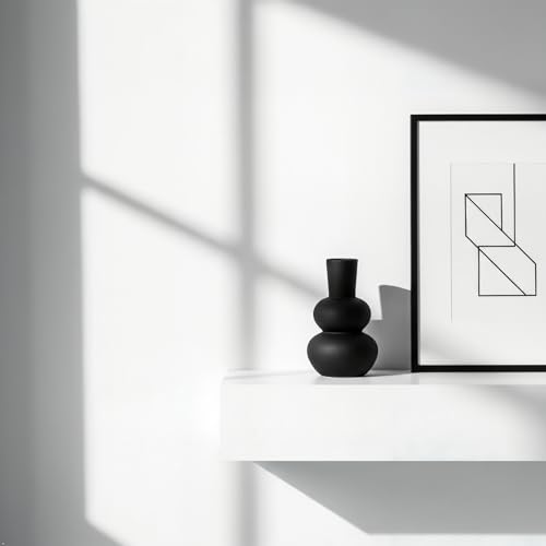 Modern Ceramic Vase, Matte Black Boho Vase, Minimalist Pampas Clay Vases for Wedding Dinner Living Room Office Bedroom, Table Centerpieces - color: 1 Black Vase