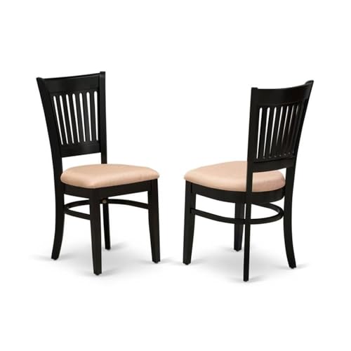 East West Furniture DLVA3-BLK-C 3 Piece Kitchen Table Set for Small Spaces Contains a Round Dining Room Table with Dropleaf and 2 Linen Fabric Upholstered Chairs, 42x42 Inch, Black - color: Dlva3-blk-c