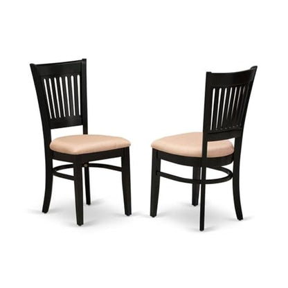 East West Furniture DLVA3-BLK-C 3 Piece Kitchen Table Set for Small Spaces Contains a Round Dining Room Table with Dropleaf and 2 Linen Fabric Upholstered Chairs, 42x42 Inch, Black - color: Dlva3-blk-c