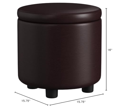 Designs4Comfort Round Accent Storage Ottoman with Reversible Tray Lid - color: Espresso