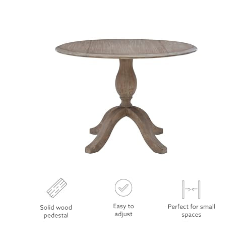 Linon Home Decor Mauro Antique Rustic Brown Drop Leaf Small Dining Table with Pedestal Base - color: Antique Rustic Brown