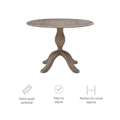 Linon Home Decor Mauro Antique Rustic Brown Drop Leaf Small Dining Table with Pedestal Base - color: Antique Rustic Brown