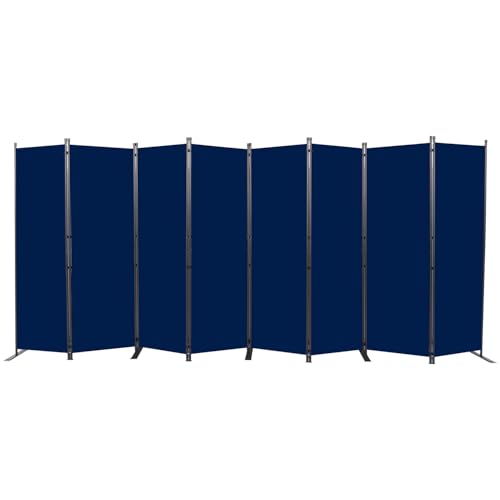 Room Divider, 8 Panel Folding Privacy Screens with Wider Feet, Navy Blue | 176" W X 71" H Room Divider Panel, Stable Frame Structure, Flexible Space Separator, Portable wall divider for Room Partition - color: Navy Blue, size: 22"- 8 Panel