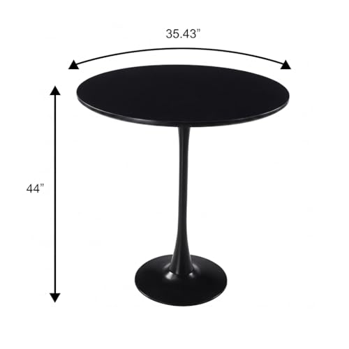 LeisureMod Bristol Collection 35" Round Bar Height Table, Modern MDF Top Pub with Black Pedestal Base, Bistro Cocktail Table for Kitchen, Dining Room, Cafe, Restaurant & Home Bar, Black - color: Black, size: 35" Wide