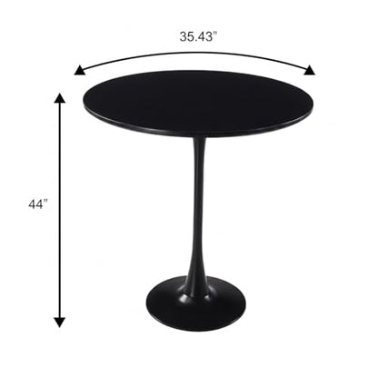 LeisureMod Bristol Collection 35" Round Bar Height Table, Modern MDF Top Pub with Black Pedestal Base, Bistro Cocktail Table for Kitchen, Dining Room, Cafe, Restaurant & Home Bar, Black - color: Black, size: 35" Wide