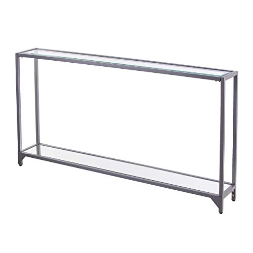 SEI Furniture - Bergen Narrow Console Table - Silver - Transitional Design, Metal and Glass - Ideal for Entryway, Living Room (CM3656) - color: Silver