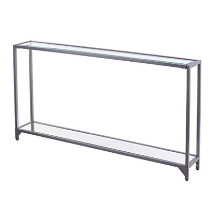 SEI Furniture - Bergen Narrow Console Table - Silver - Transitional Design, Metal and Glass - Ideal for Entryway, Living Room (CM3656) - color: Silver
