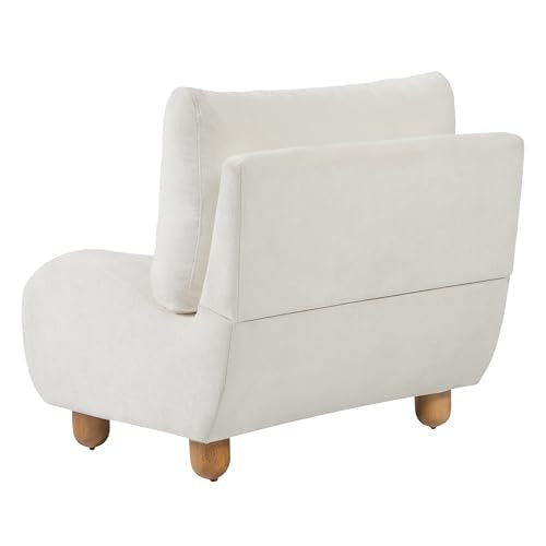 Merax Curved Accent Chair, Modern Armless Lounge Chair with Upholstered Seat, Rounded Backrest and Wood Legs, Single Sofa Seating for Living Room, Bedroom, Reading Nook, Beige White - color: Beige White