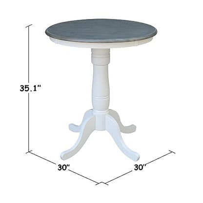 IC INTERNATIONAL CONCEPTS 30" Round Pedestal Gathering Height Table with 2 San Remo Counter Height Stools, White/Heather Gray - color: White/Heather Gray