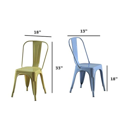 AC Pacific 18 Inch Seat Height Industrial Metal Dining Chairs, Stackable Kitchen or Bar Seat, Durable Modern Design, Versatile Accent Furniture, Set of 2, Yellow and Baby Blue - color: Yellow and Baby Blue, size: Set of 2