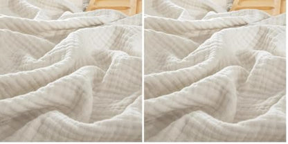 PHF 100% Cotton Muslin Throw Blanket 50" x 60", 4-Layer Lightweight and Breathable Blanket, Luxuriously Soft Gauze Throws for Couch Bed Sofa, Ideal Gift Choice, Oat Milk (Pack of 2) - color: Oat Milk, size: Throw(50"X60") (Pack of 2)
