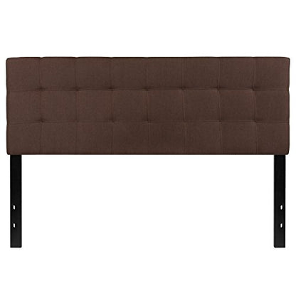 Quilted Tufted Queen Size Headboard in Dark Brown Fabric - color: Dark Brown, size: Queen