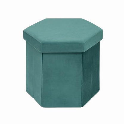 B FSOBEIIALEO Storage Ottoman Cube Hexagonal Pouf Ottomans, Foot Rest Seat for Sofa Footrest Entryway Shoe Footstool for Living Room/Bedroom/Entrway Velvet Blue 16.93"x15"x15" - color: Blue