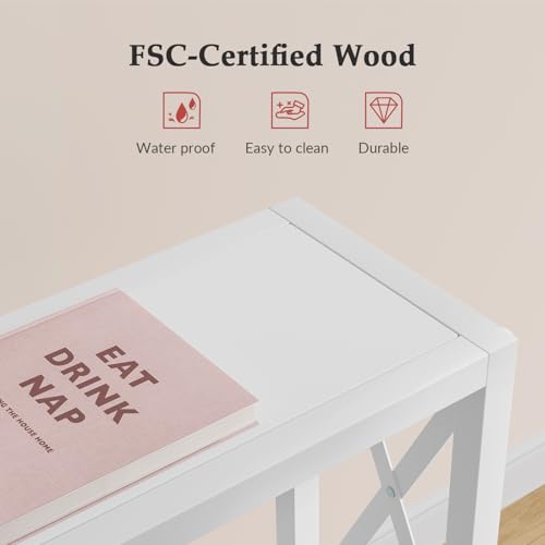 Gewudraw Narrow Console Table with Socket, Sofa Table Behind Couch, White | 55.1" Couch Table, Industrial Style, Long Skinny Design,For Hallway,Living Room,Bedroom, Built-In Outlets & USB,140cm Length - color: White, size: 55.1 in