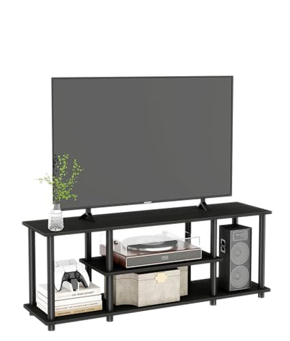 Industrial TV Stand for TVs up to 50 inches, Entertainment Center with Open Storage Shelves, Modern TV Console for Living Room, Black - color: Black