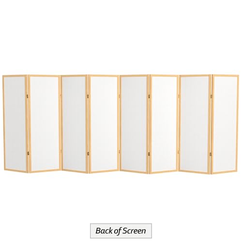 Red Lantern 4 ft. Short Window Pane Shoji Screen - Natural - 8 Panels - color: Natural, size: 8 Panels