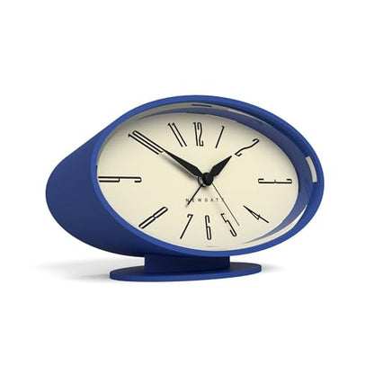 NEWGATE® Ronnie Alarm Clock | Oval Retro Design | Blue Soft Rubberised Finish | Ideal for Bedside, Desk or Shelf | Modern, Retro mid-Century Bedroom & Office Accessory - color: Silicone Blue