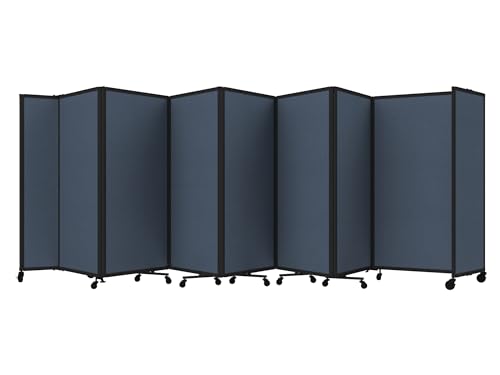 Versare Room Divider 360 Portable Wall Partition | Folding Panels | Large Freestanding Divider | Locking Wheels | Temporary Room Separator - color: Ocean, size: 19'6'' Wide x 4' Tall