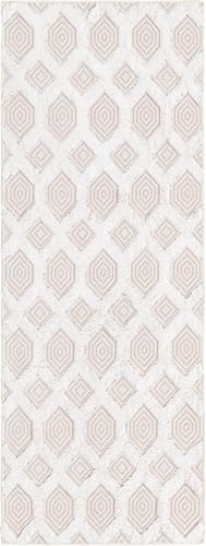 Rugs.com - Sabrina Soto Casa Rug – 6 Ft Runner Beige Cotton Textured Runner Modern Geometric Design, Perfect for Hallways and Entryways - color: Beige, size: 2'3" x 6' (Runner)