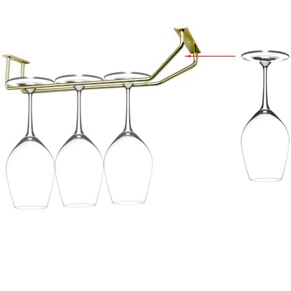 10.8 Inch Gold Wine Glass Rack, Under Cabinet Wine Glass Holder, Wine Glass Hangers Under Shelf, Stemware Rack, Hanging Stemware Holder for Cabinet Kitchen Bar, Set of 2 - color: Gold, size: 10.8 Inch 2 Pack